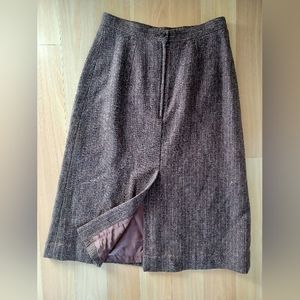 P.B.D. 100% Wool Brown Tweed Skirt Made In Korea Size 26 or 2 Dark Academia